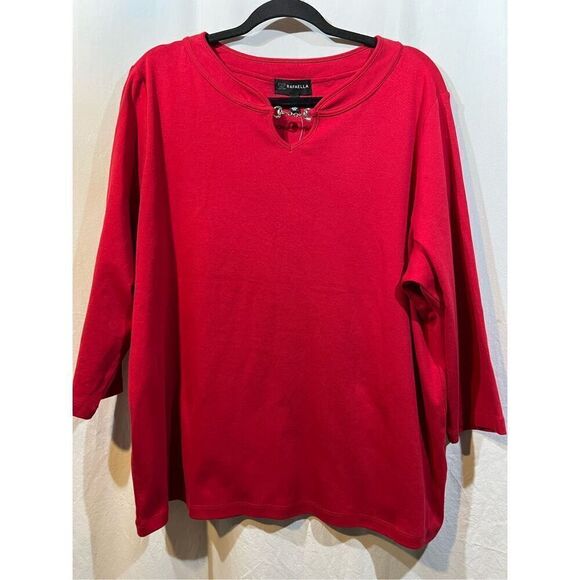 Rafaela Women’s Plus Size 3/4 Sleeve Pull Over Shirt Red in Color Size 2X - Picture 1 of 8